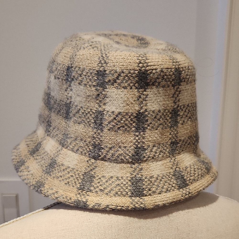 Wool Plaid Bucket Hat in Beige and Gray By San Diego Hat Company